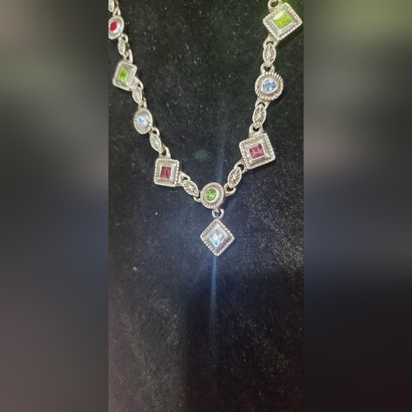 Lovely Multi Gemstones Silver Necklace🌴 - Picture 5 of 5